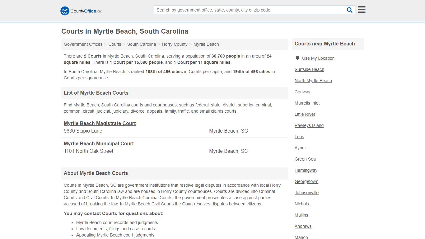 Courts - Myrtle Beach, SC (Court Records & Calendars)